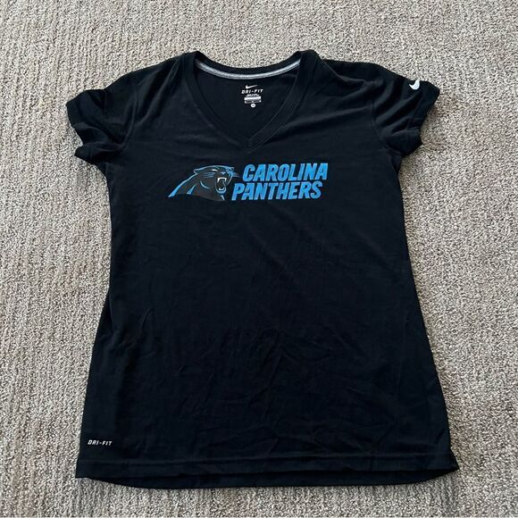 Nike Dri-fit Black Carolina Panthers V-neck Tshirt - Picture 1 of 6